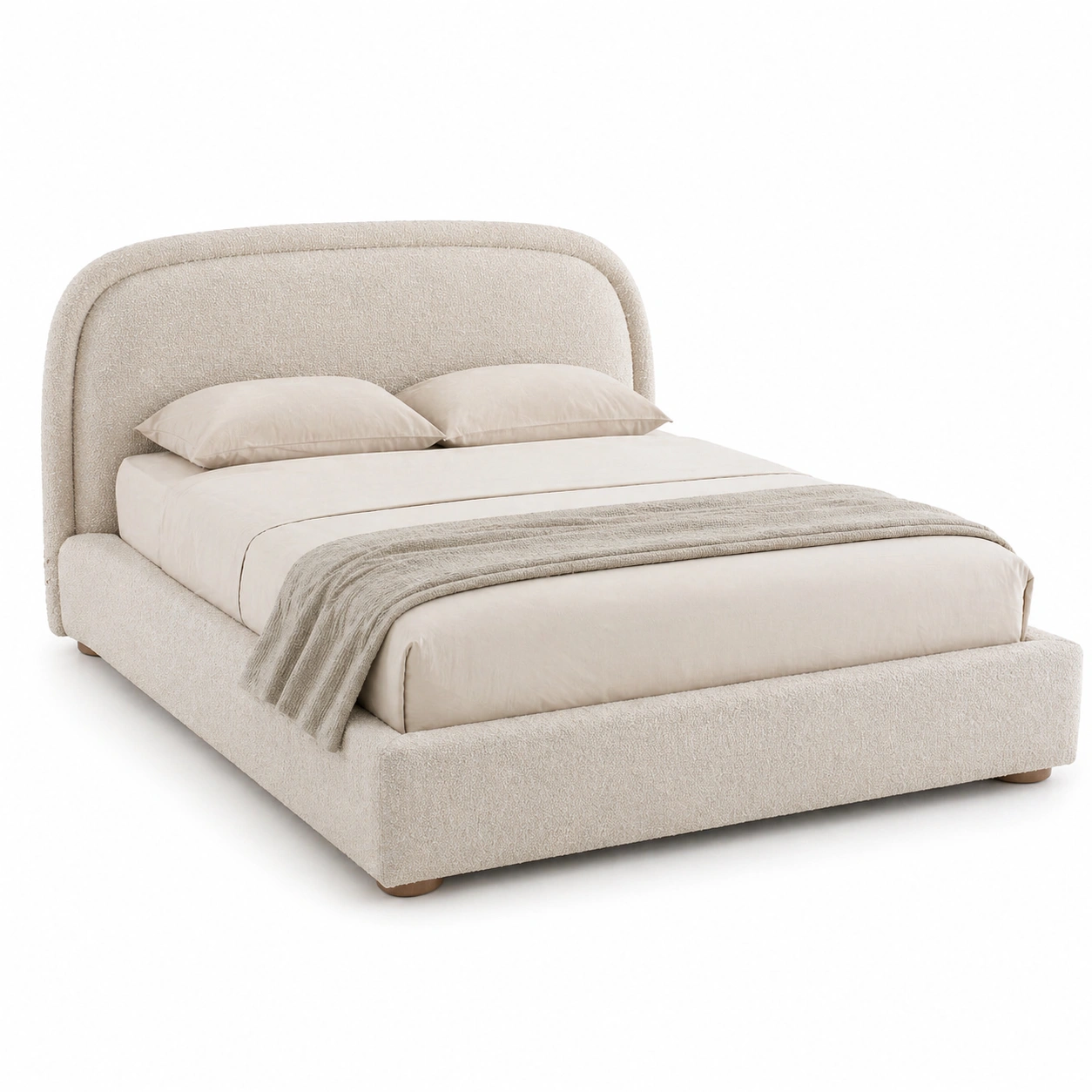 Cama tapizada moderna boucle beige-orderkivo